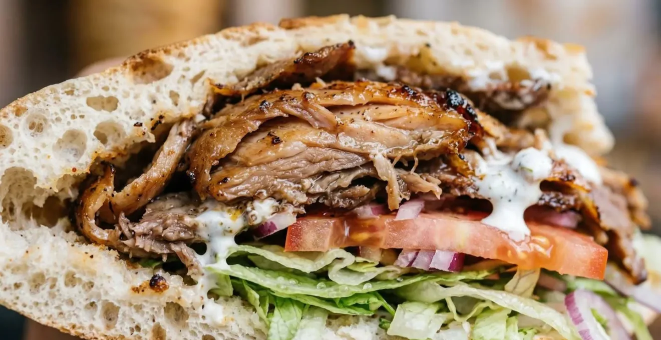 Décomposition visuelle des apports caloriques d'un kebab de rue par ingrédient