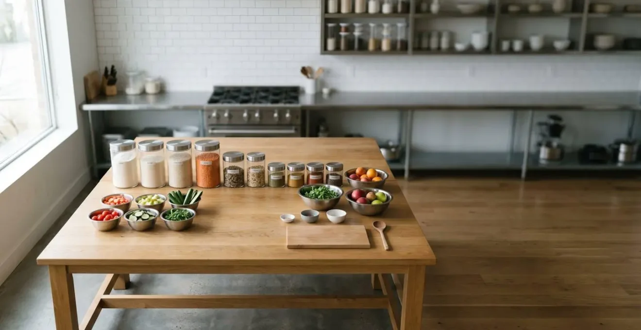 Organisation stratégique d'une cuisine avec mise en place professionnelle pour un grand repas