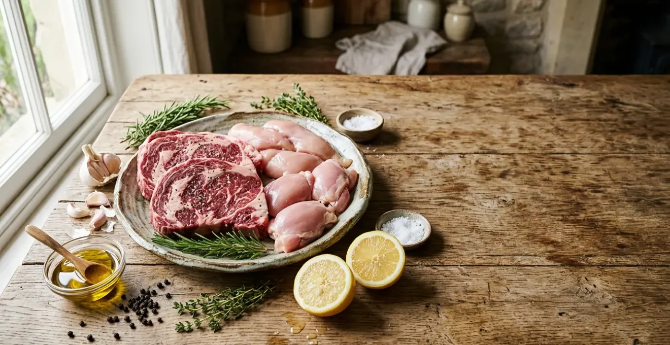 Préparation de marinade maison avec herbes fraîches et épices pour sublimer la viande