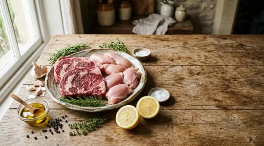 Préparation de marinade maison avec herbes fraîches et épices pour sublimer la viande